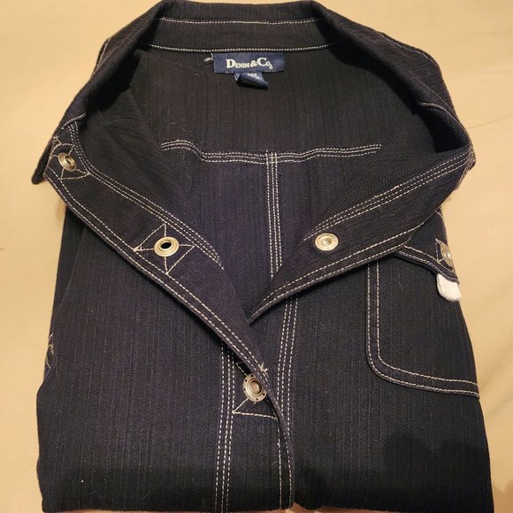 Denim & Co Stretch Denim Jacket, Used, Size L - Picture 1 of 7